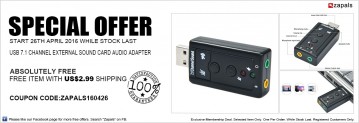 Expired: Get USB 7.1 channel external sound card audio adapter @ Zapals
